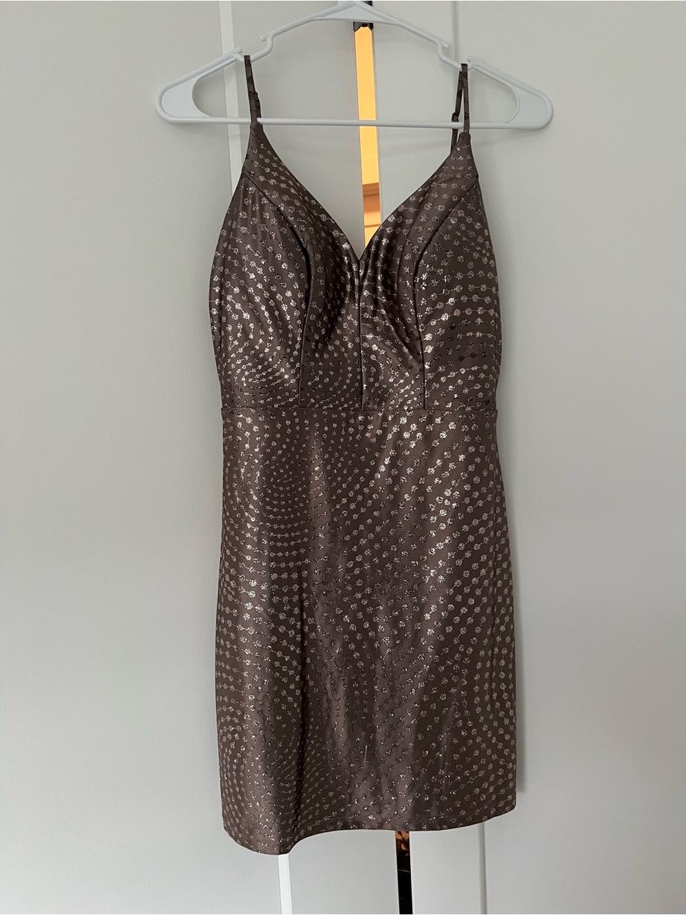 Muave Purple Mini Dress with Metallic Dot Accents